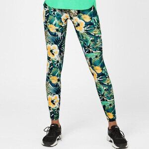 New w/Tags - sz Lrg - Sweaty Betty Full Length Contour Leggings Green Hibiscus